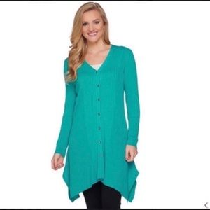 🎨H BY HALSTON🎨HANDKERCHIEF HEM RIBBED CARDIGAN🎨